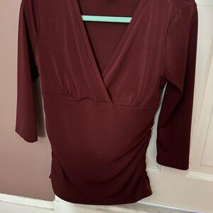 Anne Taylor Petite Maroon Shirt Medium